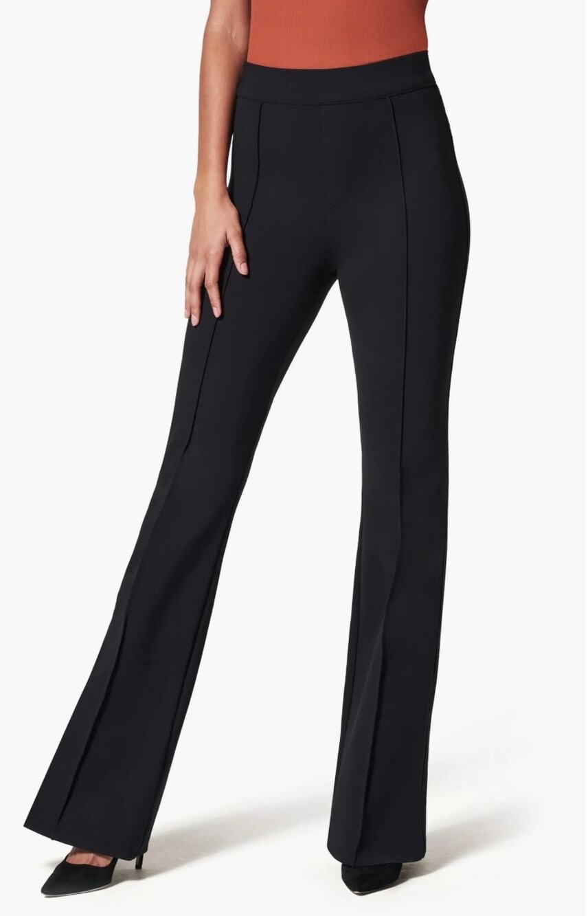 SPANX Women's The Perfect High Rise Flare Leg Ponte Knit Pants Black Stretch M